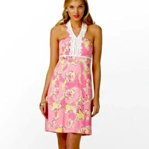 Lilly Pulitzer Isabel Halter Dress Hotty Pink Day Size 6